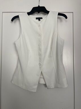 White Button Front Vest